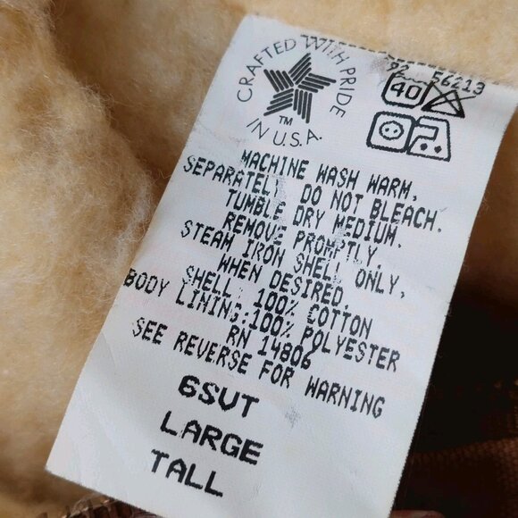 Carhartt Vest Tan Sherpa Lined Mens Size Large Tall Made In USA Vintage - Picture 4 of 7